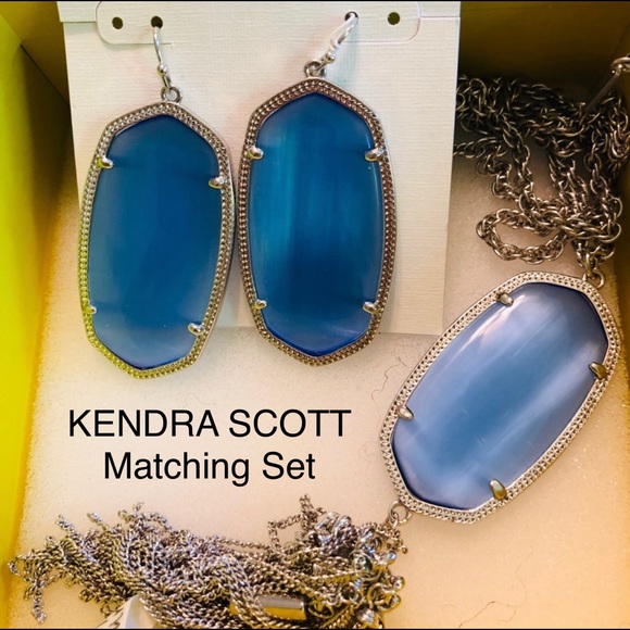 NWT SET RARE & Retired Kendra Scott Periwinkle Cats Rayne Danielle/Rayne Silver! - Picture 2 of 4
